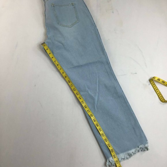 Coeur De Vague Women's Blue Highly Distressed Crop Tapered Jeans Size L - Picture 4 of 9